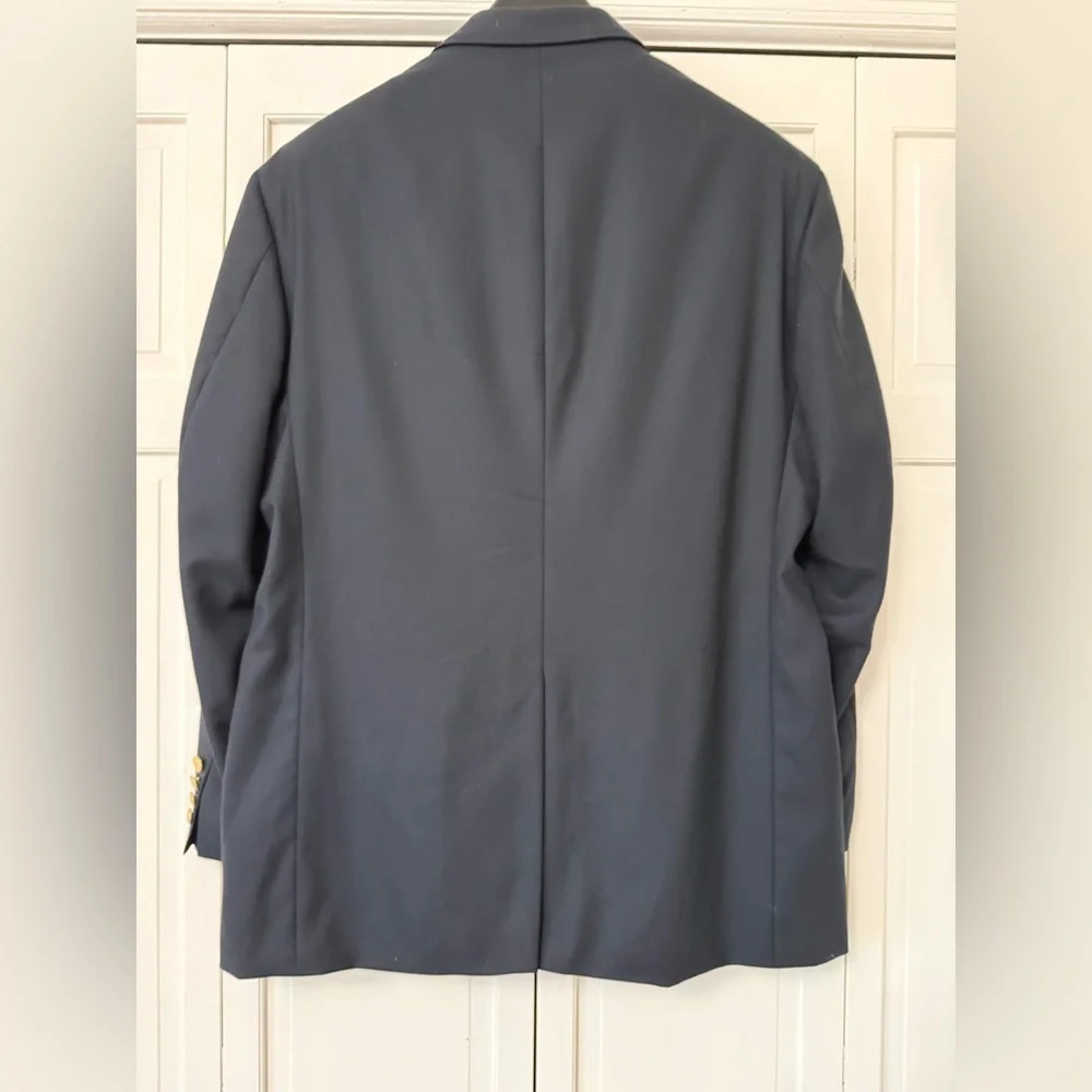 Haggar Black Label Classic Navy Blazer with Gold Buttons Men’s 44R Worsted Wool